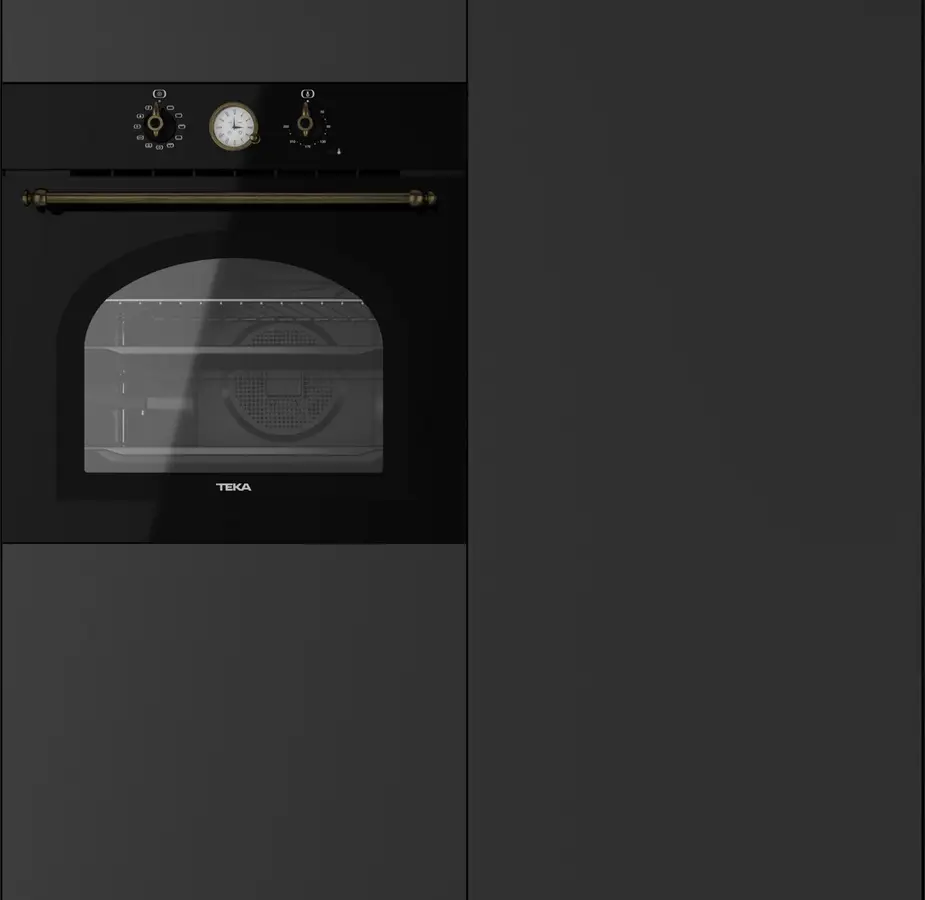 Teka HRB 6300 AT Country Style Multifunction Built-in Oven, SurroundTemp, HydroClean PRO, 70L Capacity, A+ Energy Class, Anthracite Black, 9 Functions