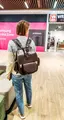 Черный кожаный рюкзак для ноутбука ручной работы, кожа КРС 1.6 мм с подкладкой из свиной кожи, 30x40x15 см, передний карман на застежке, регулируемые лямки