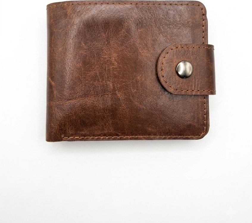 NICOV Classic MAXI Wallet in Natural Leather, Handmade in Moldova, 2 Banknote Compartments, 8 Card Slots, Money Pocket, 11.5 x 10 cm - Brown