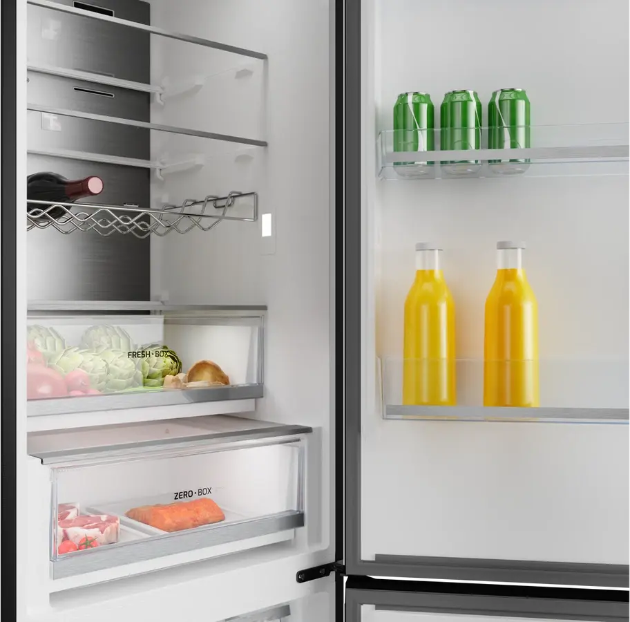 Teka RBF 88670 GBK Free-standing Bottom Freezer Refrigerator, Total No Frost, Inverter Compressor, Black Glass, 378L, Energy Class C, 59.5x201x70 cm