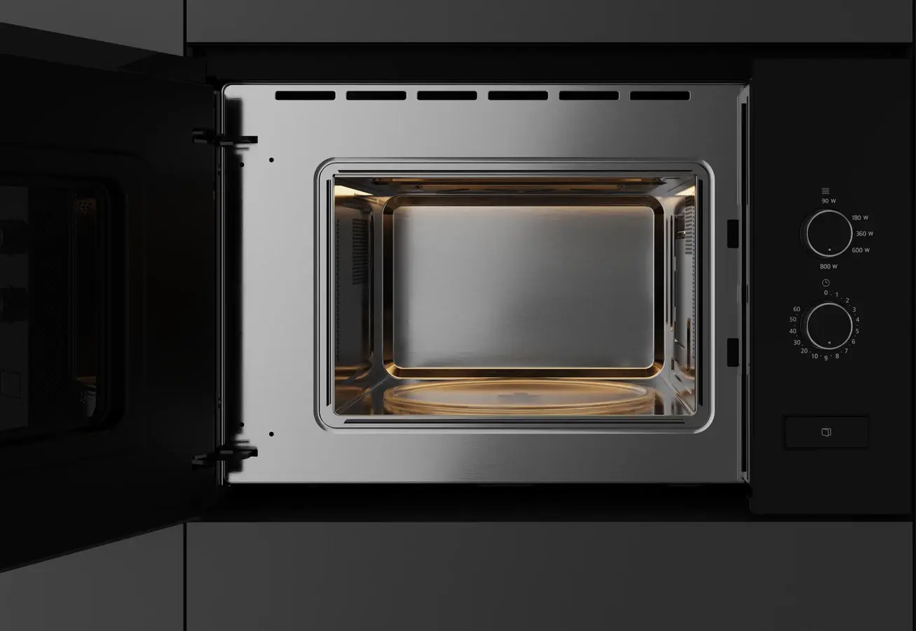 Teka ML 820 FI BK Built-in Microwave Oven with Quartz Grill, 1250W Power, 20L Capacity, Stainless Steel Cavity, Black Crystal Finish
