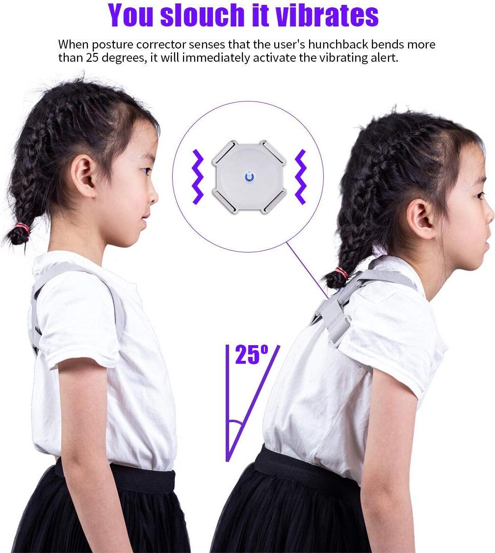 Smart Inductive Posture Corrector with Vibration Sensor - Figure-8 Strap, 200mAh Battery, LED Indicator, Adjustable for Adults & Kids (15-95kg)