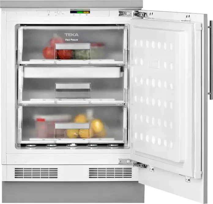 Congelator încorporabil sub blat Teka RSF 41160 BU, Volum net 87L, 4 Stele, Control Electronic, 3 Sertare, Usă Reversibilă, Clasa Energetică E, 82x59.8x54.5 cm