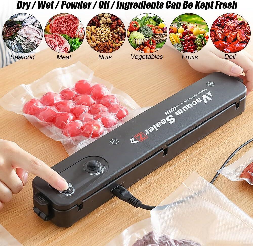Vacuum Sealer Z - Aparat de Vid 90W pentru Alimente, Plastic ABS, 373x80x98mm, Vid -60kPa, Sigilare Termică pentru Pungi striate, Lățime 28-30cm