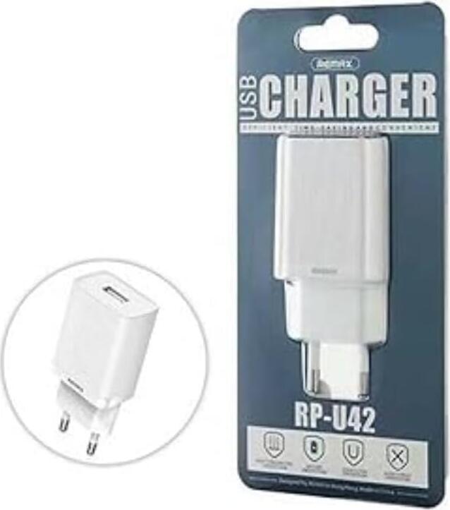Remax RP-U42 Wall Charger 2.1A 10.5W Single USB-A Port Compact Travel Adapter Fireproof PC Material with Intelligent Safety Protection