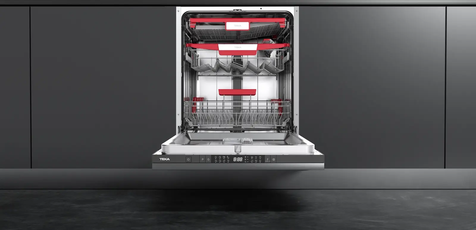 Teka DFI 46960 Fully Integrated Dishwasher, 14 Place Settings, 8 Programs, PremiumDry Auto Door Opening, AquaStop, 3rd Basket, Energy Class C, 44dB