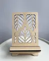 Lemica Wooden Book Holder, Eco-Friendly Plywood Stand with Leaf Pattern, 15x15x23 cm, Beige, Stable Base and Protective Edge for Home and Office