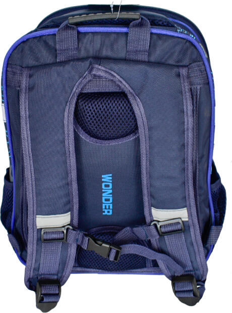 School Backpack 615R, 19L, Water-Resistant Polyester, Laptop Compartment, Ergonomic Air Mesh Back, Reflective Elements, Black