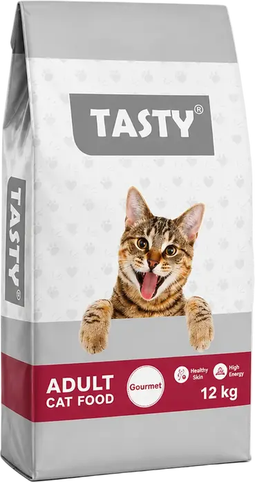 Tasty Adult Gourmet Complete Dry Cat Food for All Breeds, Lamb, Fish and Chicken, 15 kg