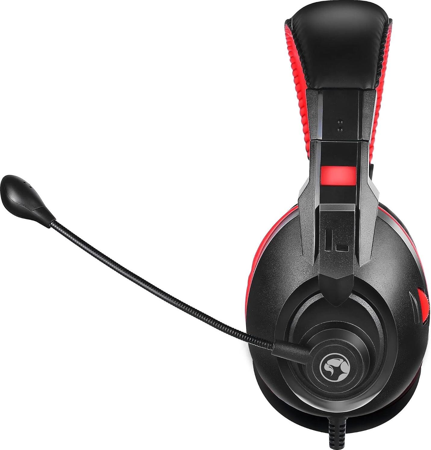 Marvo H8321S Lightweight Stereo Gaming Headset, 40mm Drivers, Omnidirectional Microphone, Synthetic Leather Ear Cups, 2m Cable, Black, for PC