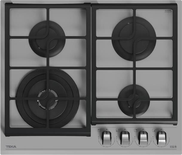 Teka GZC 64320 SM Gas on Glass Hob, Urban Colors Edition Steam Grey, 60cm Tempered Glass, 4 Burners with ExactFlame System and Cast Iron Grids