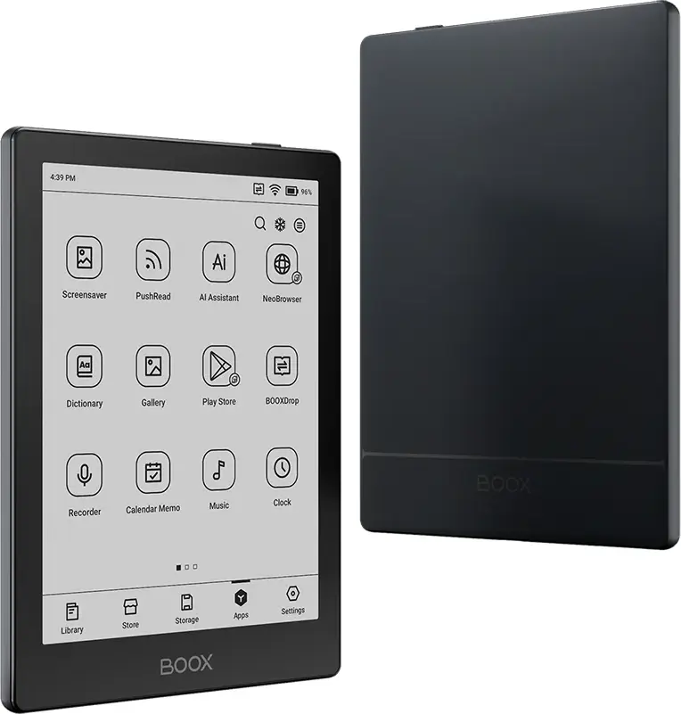 ONYX BOOX Go 6 E-Reader, 6" E Ink Carta 1300, 300 PPI, Octa-Core, 2GB RAM, 32GB, Android 11, Google Play Store, Front Light CTM, USB-C - Black