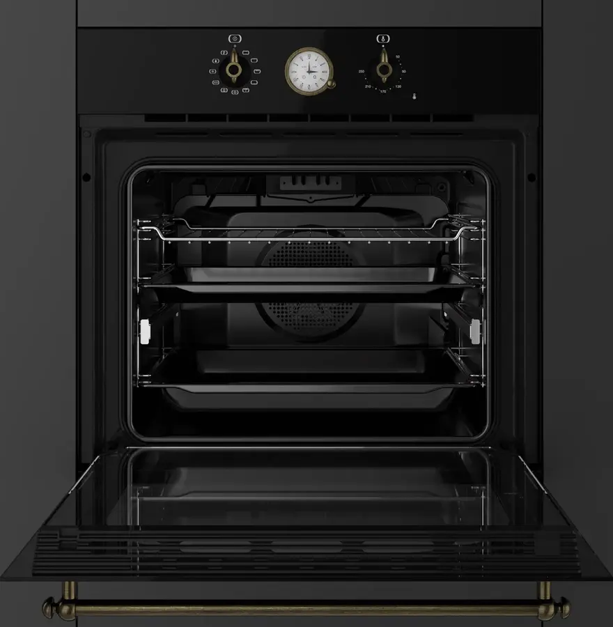 Teka HRB 6300 AT Country Style Multifunction Built-in Oven, SurroundTemp, HydroClean PRO, 70L Capacity, A+ Energy Class, Anthracite Black, 9 Functions