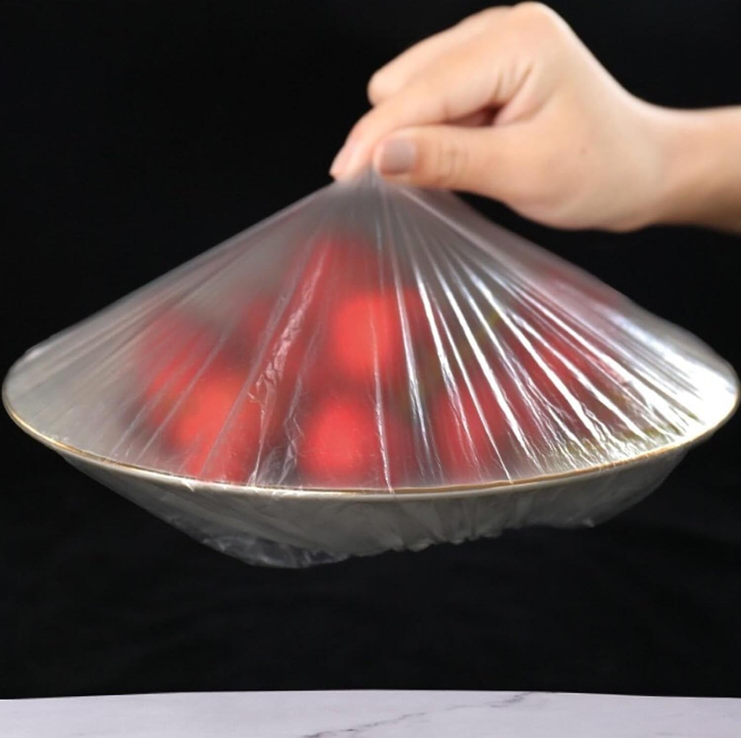 Home Spark 100-Pack Elastic Food Covers, 30x30cm Reusable Polyethylene Stretch Lids for Bowls & Plates, Universal Fit, Dust & Moisture Protection