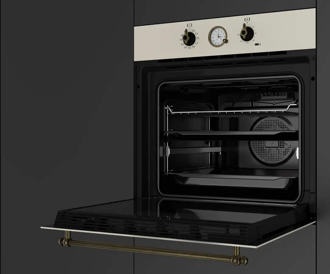Teka HRB 6300 VN Country Style Multifunction Built-in Oven, SurroundTemp, 70L Capacity, 9 Functions, HydroClean PRO, Vanilla Rustic Finish, Class A