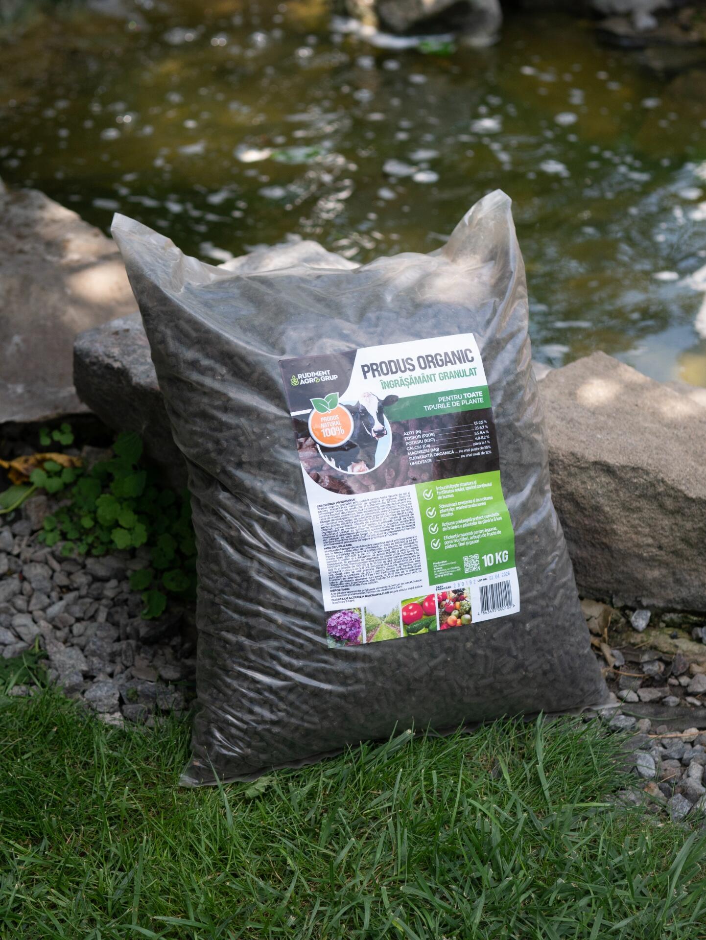 Rudiment Agro Grup Granular Organic Fertilizer, Cow Dung Based, Heat Treated, 10 kg, NPK 4-0.1-2.6, 100% Natural for All Plants and Soils