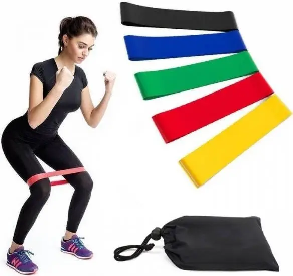Esonstyle 5 Pcs Resistance Bands Set, 100% Natural Latex Loop Exercise Bands 50mm Width, Full Body Workout, Yoga, Pilates, with Carry Pouch, 600mm Circumference