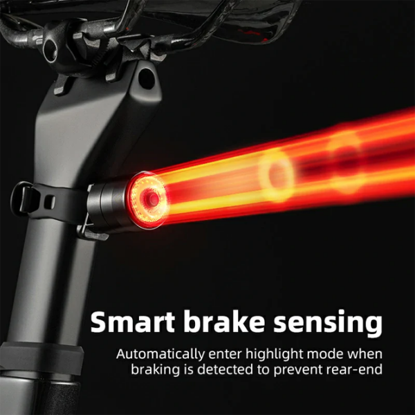 ROCKBROS AI Q5 Mini Smart Bicycle Rear Tail Light, Aluminum Alloy, IPX6 Waterproof, USB-C Rechargeable, Auto Brake Sensing, Multiple Flash Modes