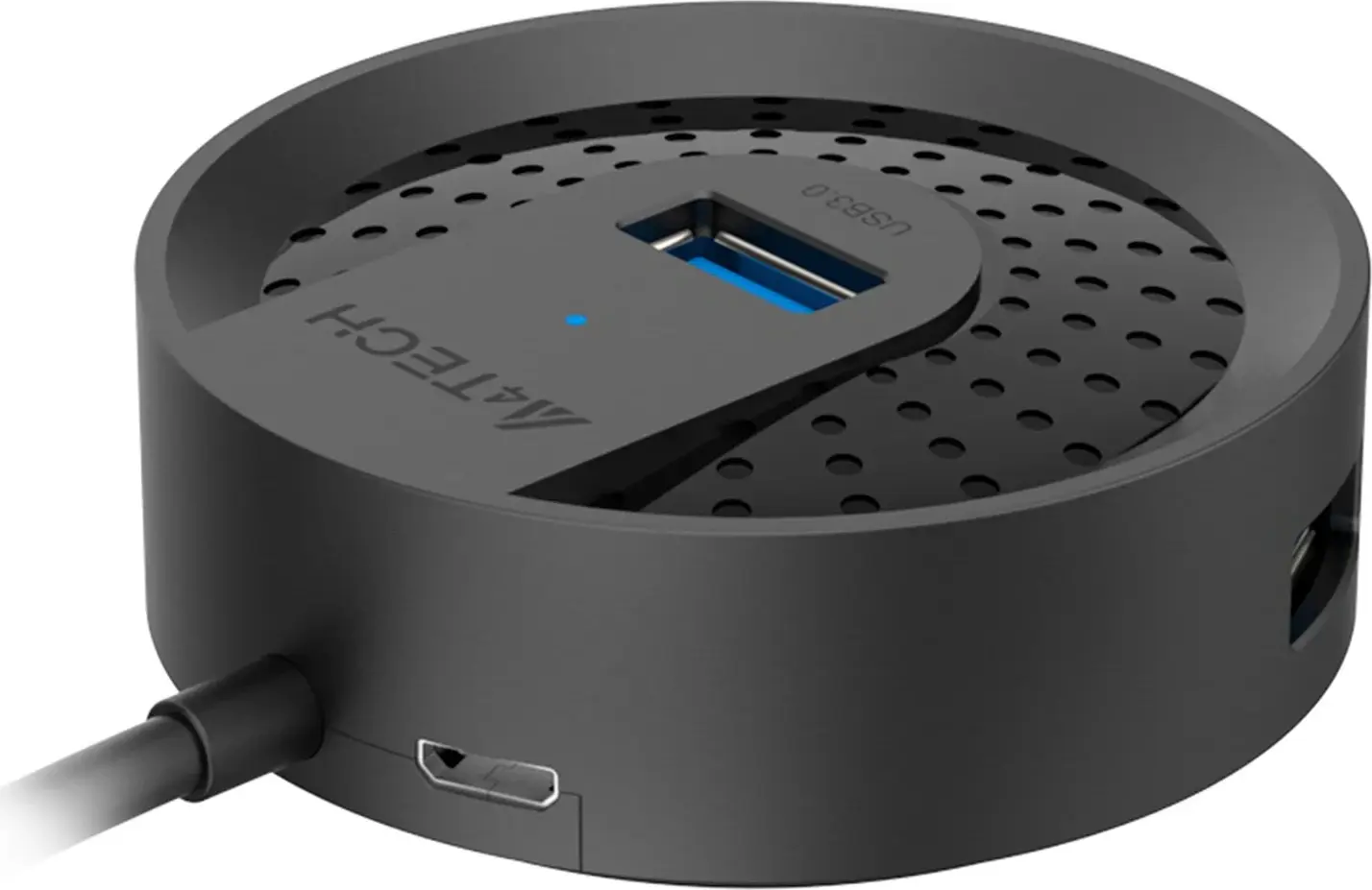 Hub USB-C A4tech HUB-30C la 4 Porturi USB 3.0, 5Gbps, Cablu Lung 100cm, Port Alimentare Micro USB pentru HDD Extern