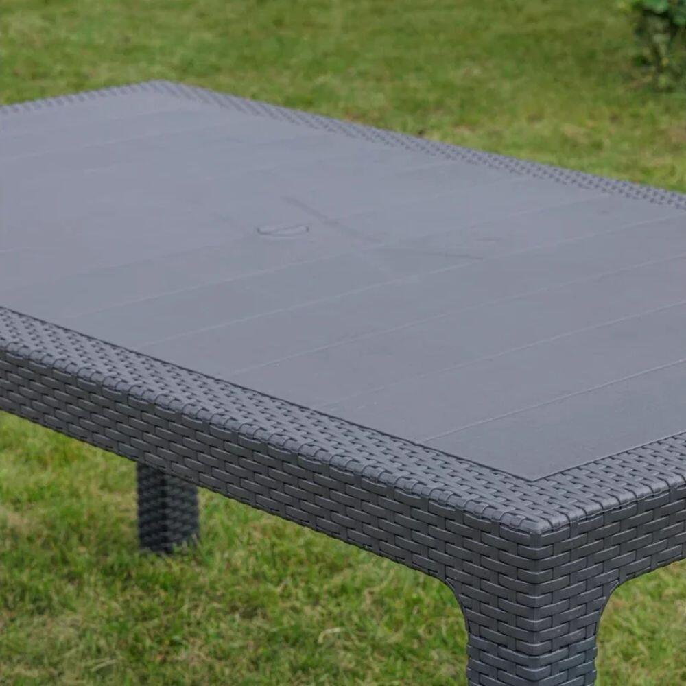 Set Mobilier Grădină Aspect Rattan Masă 150x90cm și 6 Scaune, Polipropilenă Ranforsată, Rezistent UV și Apă, Turcia