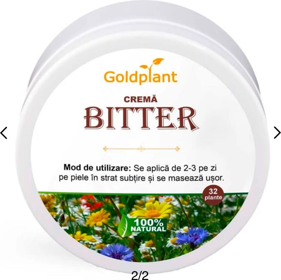 Goldplant Bitter Cream with 32 Medicinal Plants, 100ml, 100% Natural Detoxifying and Anti-inflammatory Skin Regenerating Cream