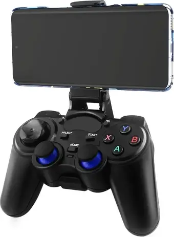2.4G Wireless Gamepad for PS3 Android PC - Ergonomic Plug-and-Play Controller with USB Receiver, OTG Adapters, Smartphone Holder, 10m Range