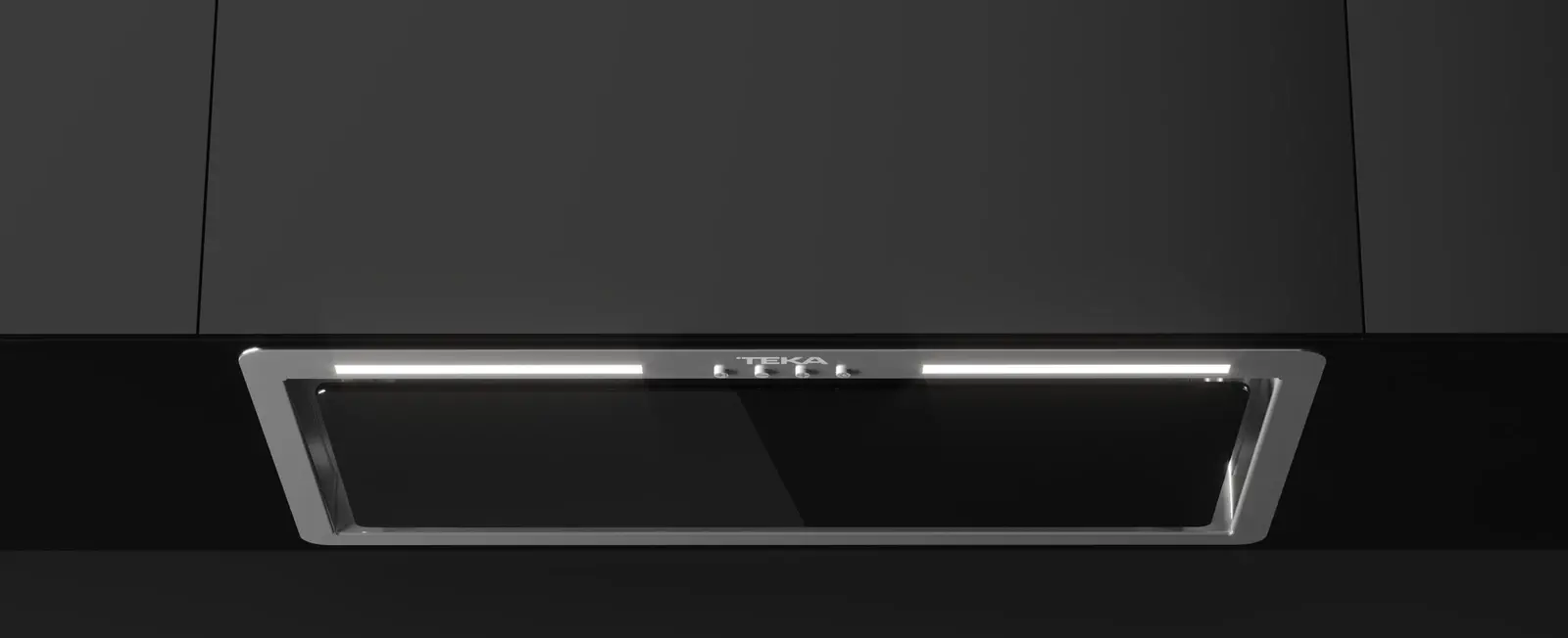 Teka GFL 57651 EOS BK Built-in Kitchen Hood, Perimeter Extraction, Stainless Steel and Black Glass, 3+1 Speed, A+ Energy Class, 735 m3/h Airflow