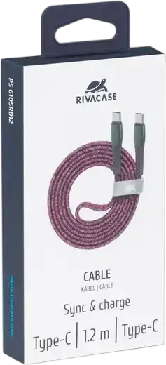 Cablu Rivacase PS6105 USB-C la USB-C Date și Încărcare, 60W Power Delivery, 3A, 480 Mbps, Nylon împletit Design Plat, Conectori Aliaj Zinc, 1.2m, Roșu