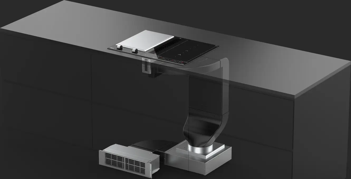 Teka FIH 16760 TOS BK VarioPro Modular Downdraft Hood, Crystal Black, Brushless EcoPower Motor, 630 m3/h Extraction, Touch Control, FreshAir Function