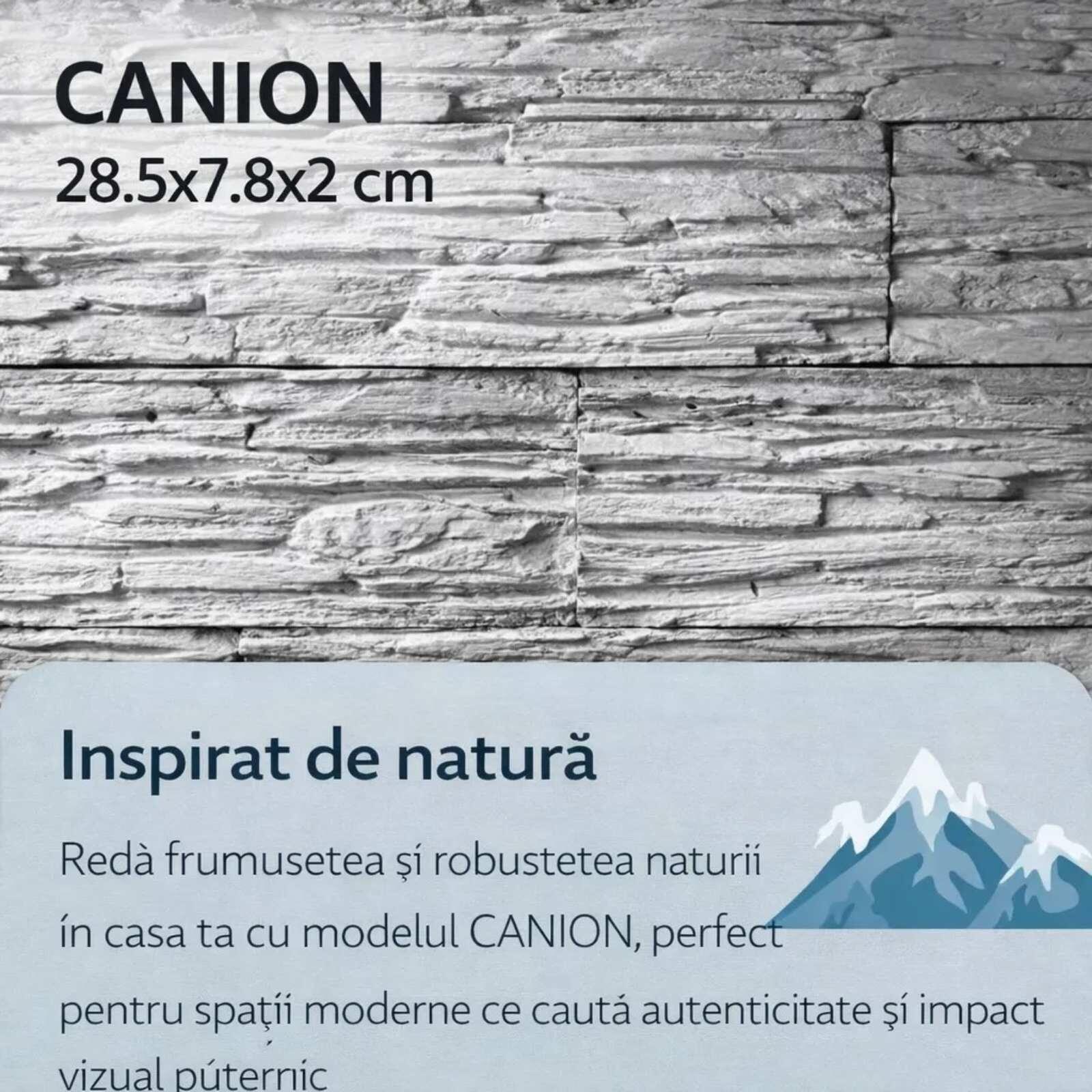 Placi Decorative din Gips Structural Model Canion, Efect de Piatra Naturala Stratificata 3D, Panouri perete Interior 28.5 x 7.8 x 2 cm