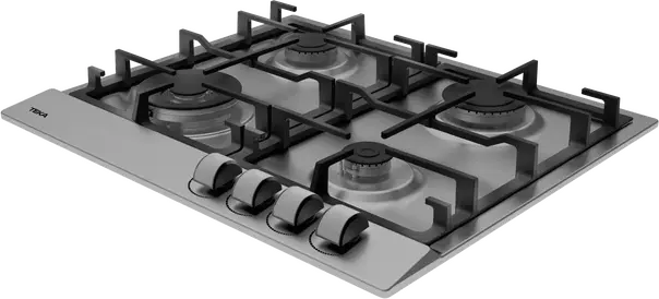 Teka GSC 64320 XBC IX Gas Hob, 60 cm Stainless Steel, 4 Burners including Double Crown 4kW, Cast Iron Grates, Flame Safety Device, SABAF Italy