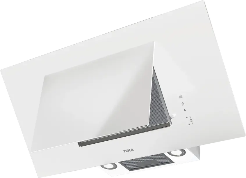 Teka DVT Pro 98660 TBS WH Vertical Decorative Hood, White Marble Glass Design, 900mm, Dual Aspiration Contour System, Touch Control, LED, FreshAir