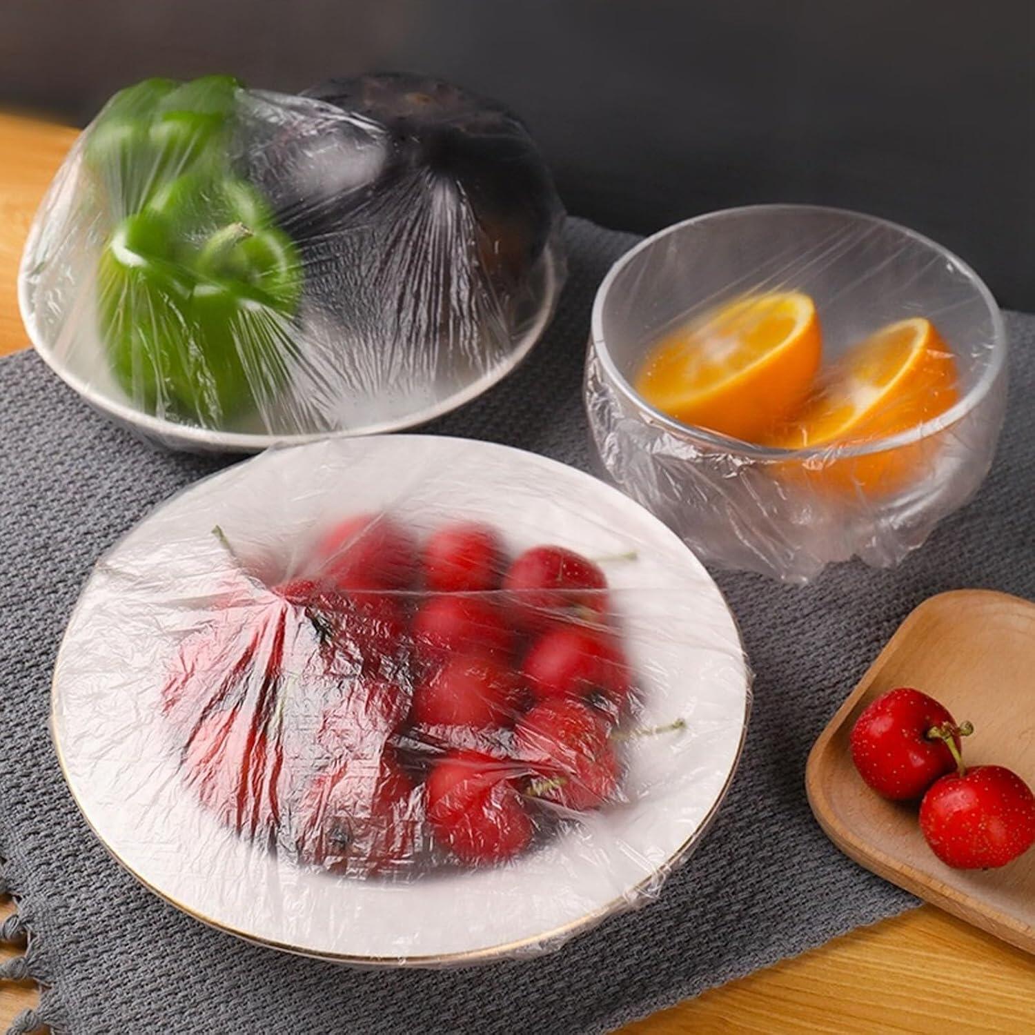 Home Spark 100-Pack Elastic Food Covers, 30x30cm Reusable Polyethylene Stretch Lids for Bowls & Plates, Universal Fit, Dust & Moisture Protection