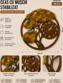 Lemica Stabilized Moss Wall Clock, Tree-shaped Design, Natural Engraved Wood Frame, 100% Natural Moss, Silent Mechanism, 40 cm, Brown, Customizable