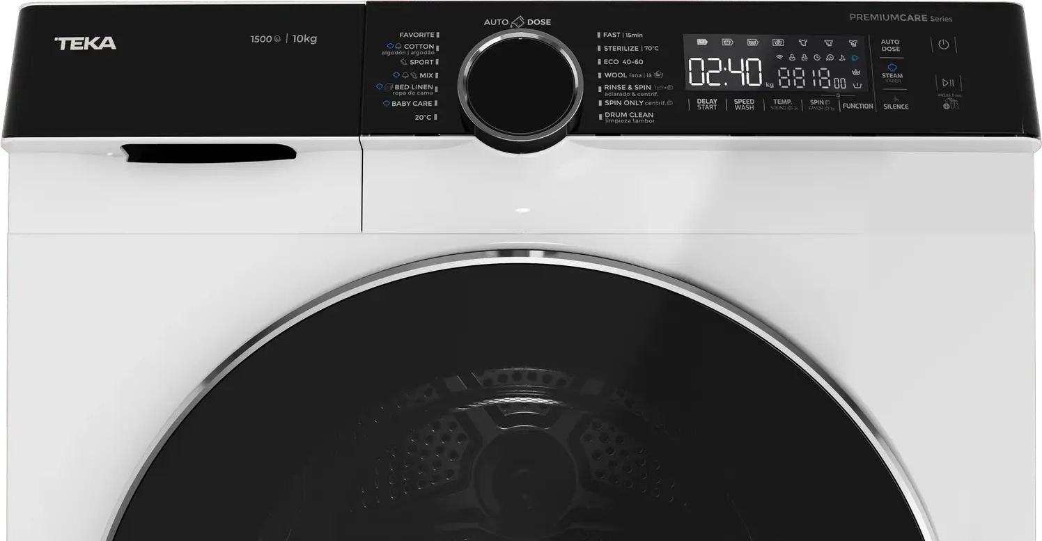 Teka WMK 81050 Front-Load Washing Machine, 10kg Capacity, Inverter Motor, AutoDose System, SmartWash, Steam, 1400-1500 rpm, Energy Class A, White