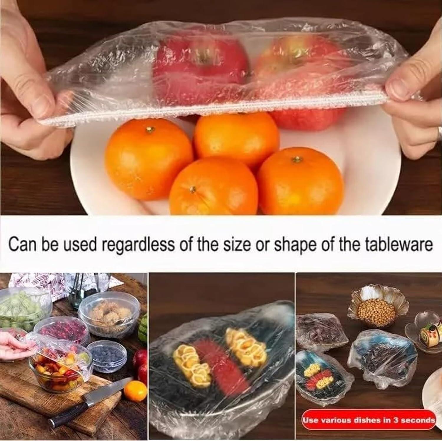Home Spark 100-Pack Elastic Food Covers, 30x30cm Reusable Polyethylene Stretch Lids for Bowls & Plates, Universal Fit, Dust & Moisture Protection