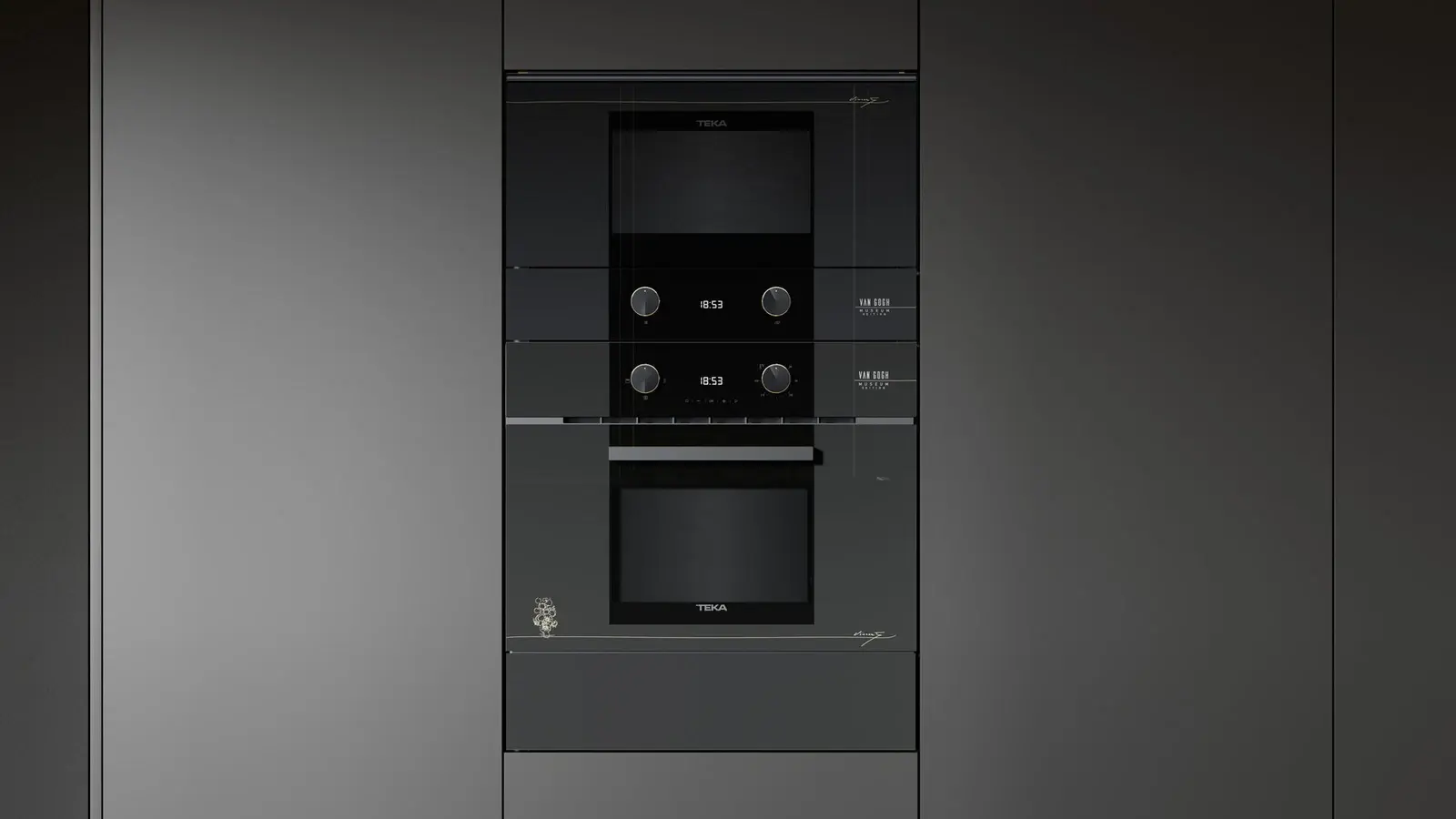 Teka ML 82-VGoghBIS L Built-in Microwave with Grill, Van Gogh Museum Edition, 22L, Ceramic Base, 2700W, Touch Control, Dark Grey & Black Crystal