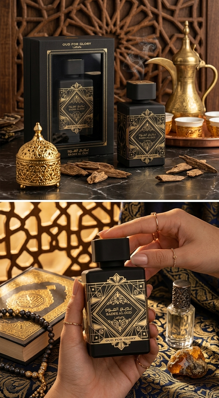 Apă de Parfum Lattafa Bade'e Al Oud Oud for Glory, Unisex, 100 ml, Parfum Oriental Lemnos cu Note de Șofran, Mosc și Lemn de Agar