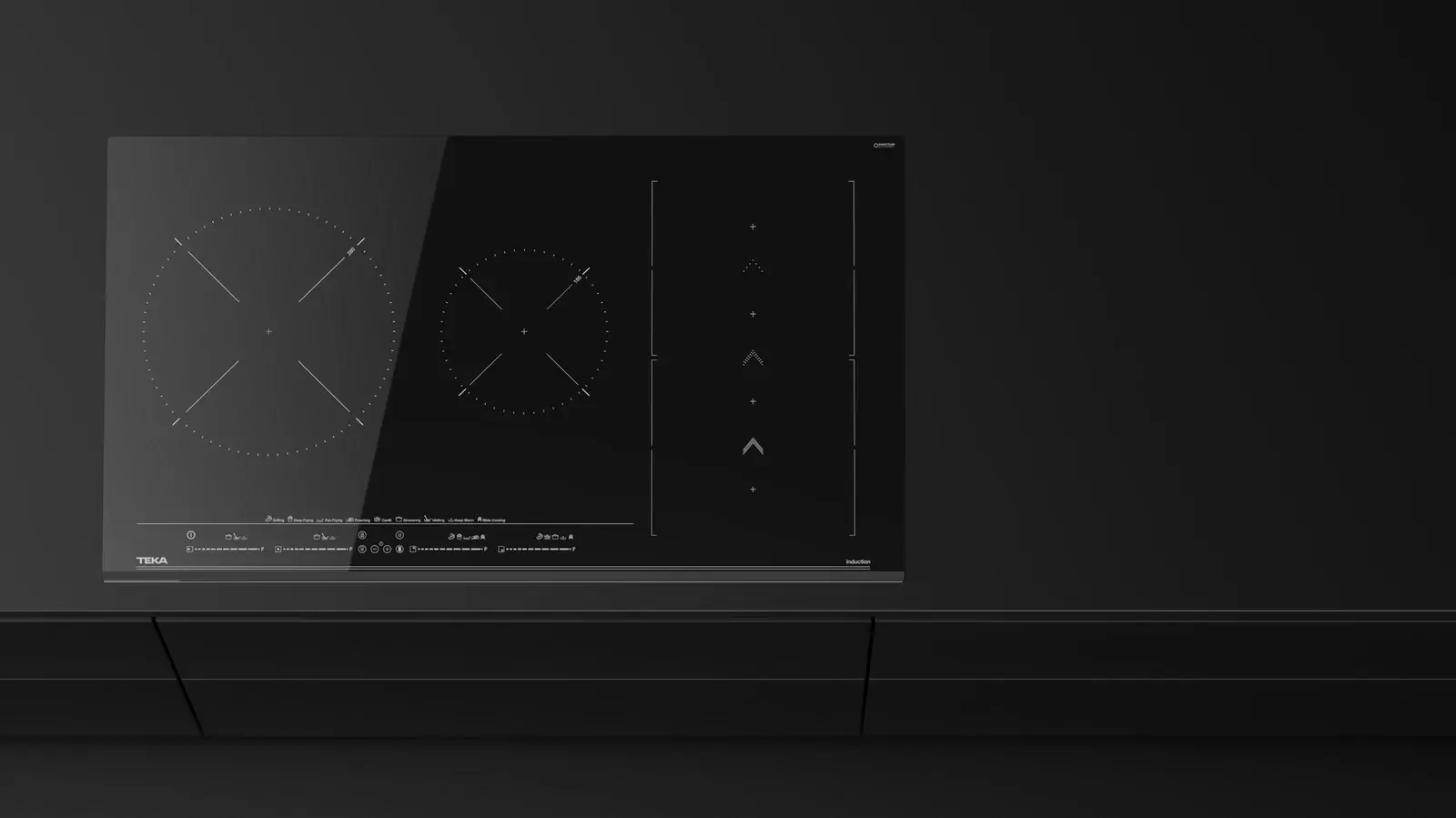 Teka IZS 96700 MasterSense Induction Flex Hob, 4 Zones with MultiSlider Touch Control, Power Plus, Ceramic Glass, 90cm, Night River Black