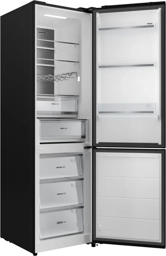 Teka RBF 88670 GBK Free-standing Bottom Freezer Refrigerator, Total No Frost, Inverter Compressor, Black Glass, 378L, Energy Class C, 59.5x201x70 cm