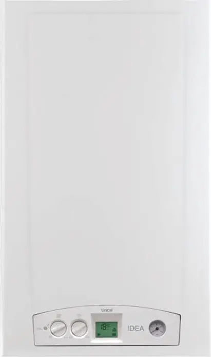 Centrală termică pe gaz Unical Idea CS 24 PLUS, suspendată, gaz natural/GPL, schimbător căldură cupru, arzător inox, pompă Willo, coș coaxial inclus, fabricată în Italia
