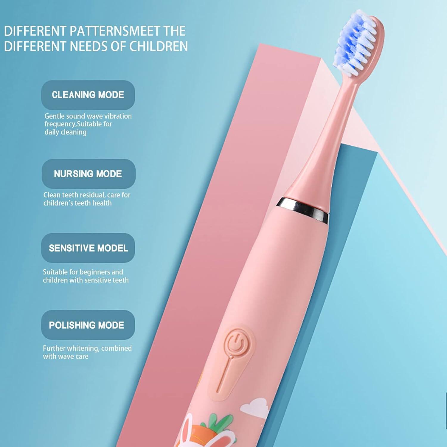 Wi X6 Sonic Electric Toothbrush for Kids 3-15 Years, 4 Cleaning Modes, 2min Timer, IPX6 Waterproof, Rechargeable, 3D Brush Heads, Ergonomic Handle, Blue