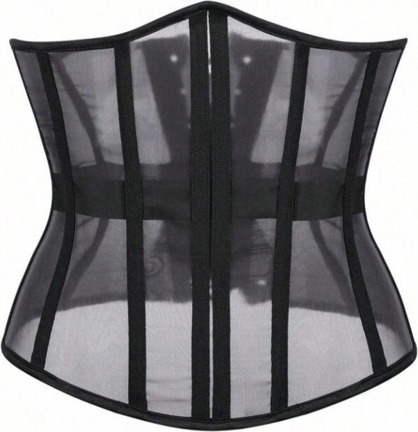 Corset modelat de seară I HOOV - Antrenor de talie din plasă transparentă cu șireturi reglabile pentru spate, model invizibil ușor pentru corp pentru slăbire, stil gotic vintage - mărimea M