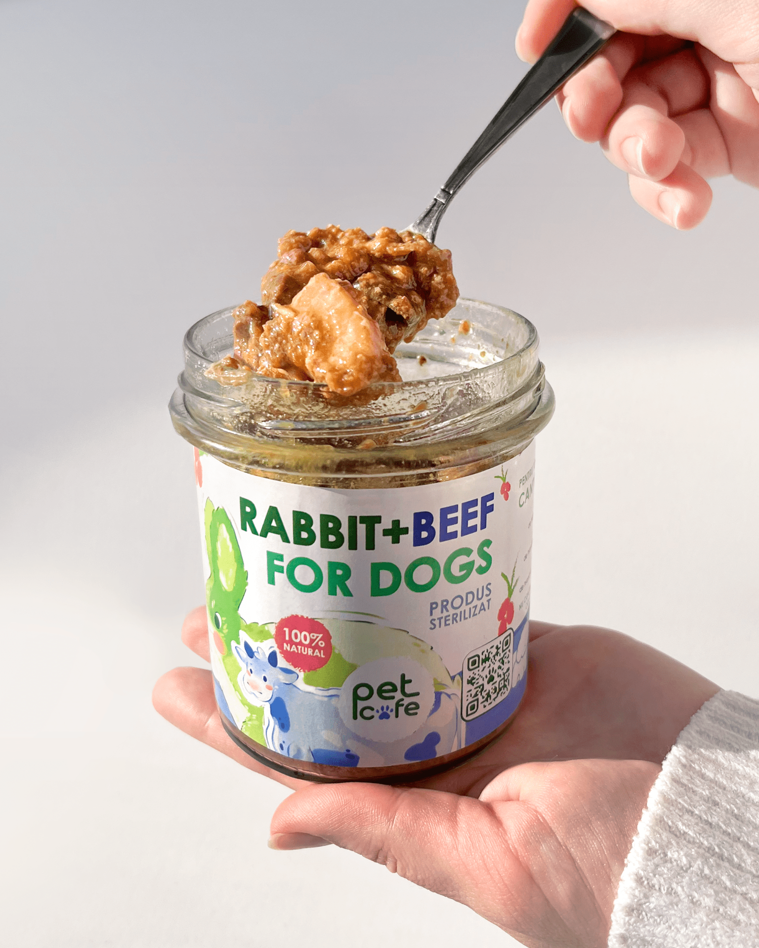 Pet Cafe Rabbit and Beef Premium Holistic Sterilized Stew for Dogs, 100% Natural Grain-Free Wet Food, 250g Glass Jar