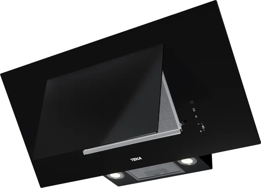 Teka DVT 98660 TBS Vertical Decorative Hood, Night River Black Glass, 900mm, Dual Aspiration, Touch Control, LED Lighting, FreshAir Function