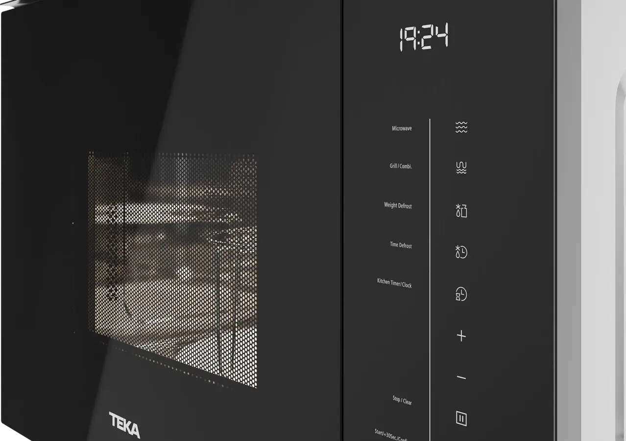 Teka MLEG 820 FI BK Built-in Microwave with Grill, Black Glass, 20L Capacity, 800W Microwave/1000W Grill, Touch Control, 8 Auto Programs, Stainless Steel