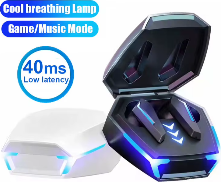 Casca Gaming Wireless M10 TWS, Albă, Bluetooth 5.4, Sunet Hi-Fi Stereo, Latenta 40ms, Anulare Activa a Zgomotului ANC, Rezistenta la Apa IPX5, Lumini LED