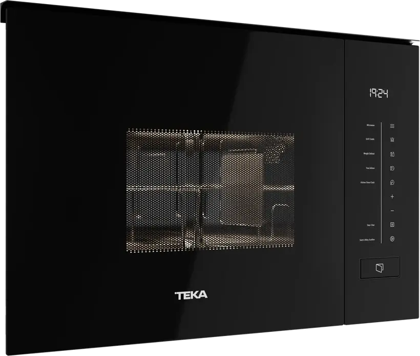 Teka MLEG 820 FI BK Built-in Microwave with Grill, Black Glass, 20L Capacity, 800W Microwave/1000W Grill, Touch Control, 8 Auto Programs, Stainless Steel