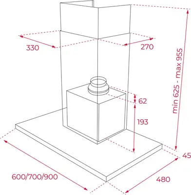 Teka DSH 686 Decorative Chimney Hood, Stainless Steel, 600mm, EcoPower Double Turbine Motor, 735 m3/h Max Extraction, LED Lighting, Timer, Energy Class A