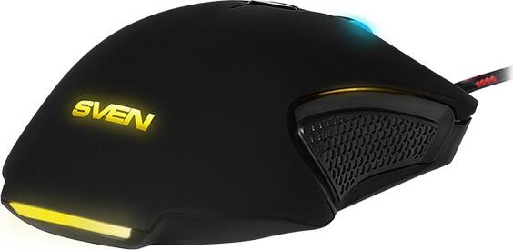 SVEN RX-G955 Programmable Gaming Mouse, Pixart 3050 Sensor, 4000 DPI, 8 Buttons, RGB Backlight, Internal Memory, Braided Cable, Soft-Touch